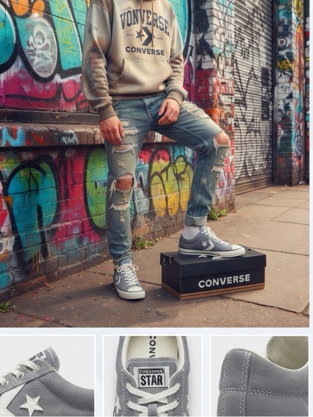 NEW - Converse Star Player 76 'Classic Grey' Low-Top Sneakers Unisex Shoes
